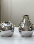 Stainless Steel Vase With Gold Balls Large