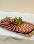 Stainless Steel Serving Tray with Gold Balls