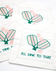 Pickleball Embroidered Cotton Cocktail Napkin Set
