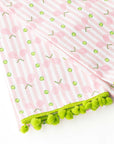 Pink Tennis Stripe Pom-Pom Cotton Towel - Set of 2