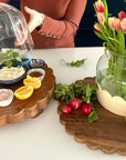 Scalloped Acacia Wood Cutting Board & Charger – Decorative Serving Board