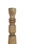 Yuma Boho Carved Stack Taper Holder Wood With Metal Cup