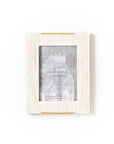 Mukhendu 5x7 Picture Frame - Carved Bone, Brass Accent
