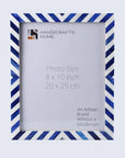 Blue White Chevron Bone Inlay Picture Frame 5x7