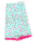 Mahjong Stripe Pom-Pom Cotton Kitchen Towel - Set of 2