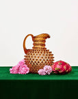 Hobnail Glass Pitcher | Honey Gold | 2L | Vintage Jug