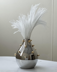 Stainless Steel Vase With Gold Balls Large