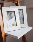 Mukhendu 4x6 Picture Frame - Bone, Brass Inner Edge