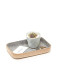 Small Kawabon Leather/Merino Wool Felt Tray Granite, Natural