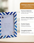 Blue White Chevron Bone Inlay Picture Frame 5x7