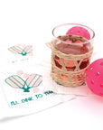 Pickleball Embroidered Cotton Cocktail Napkin Set