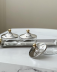Stainless Steel Dip Tray & Bowls with Gold Balls