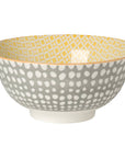 Dots Gray and Yellow Stamped Bowl 6 inch