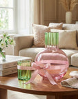 Cute Wave Flower Glass Carafe Bedside Water Pitcher Cup Set
