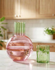 Cute Wave Flower Glass Carafe Bedside Water Pitcher Cup Set