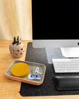 Small Kawabon Leather/Merino Wool Felt Tray Granite, Natural
