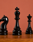 TRIO: Shiny Black Chess King, Queen & Horse