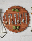 Scalloped Acacia Wood Cutting Board & Charger – Decorative Serving Board
