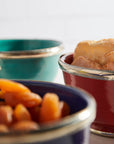 Moroccan Glazed Bowls with Berber Silver Trim- Set of 3