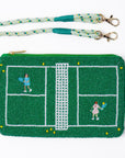 Leila Tennis Seed Bead Clutch With Strap