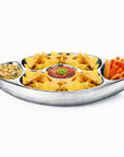 Football Chip and Dip Serving Snack Bowl, Silver Brass