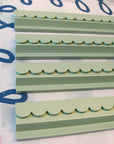 Eucalyptus Green Scalloped Wooden Mahjong Racks - 20 inches