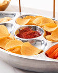 Football Chip and Dip Serving Snack Bowl, Silver Brass