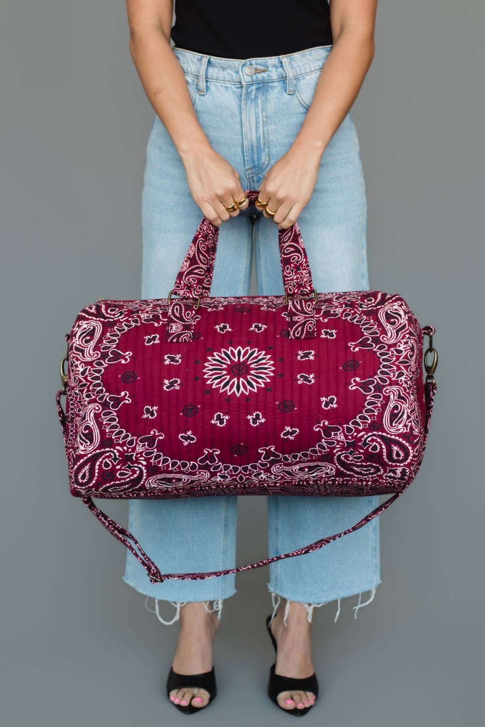 Burgundy Bandana Paisley Duffel Bag