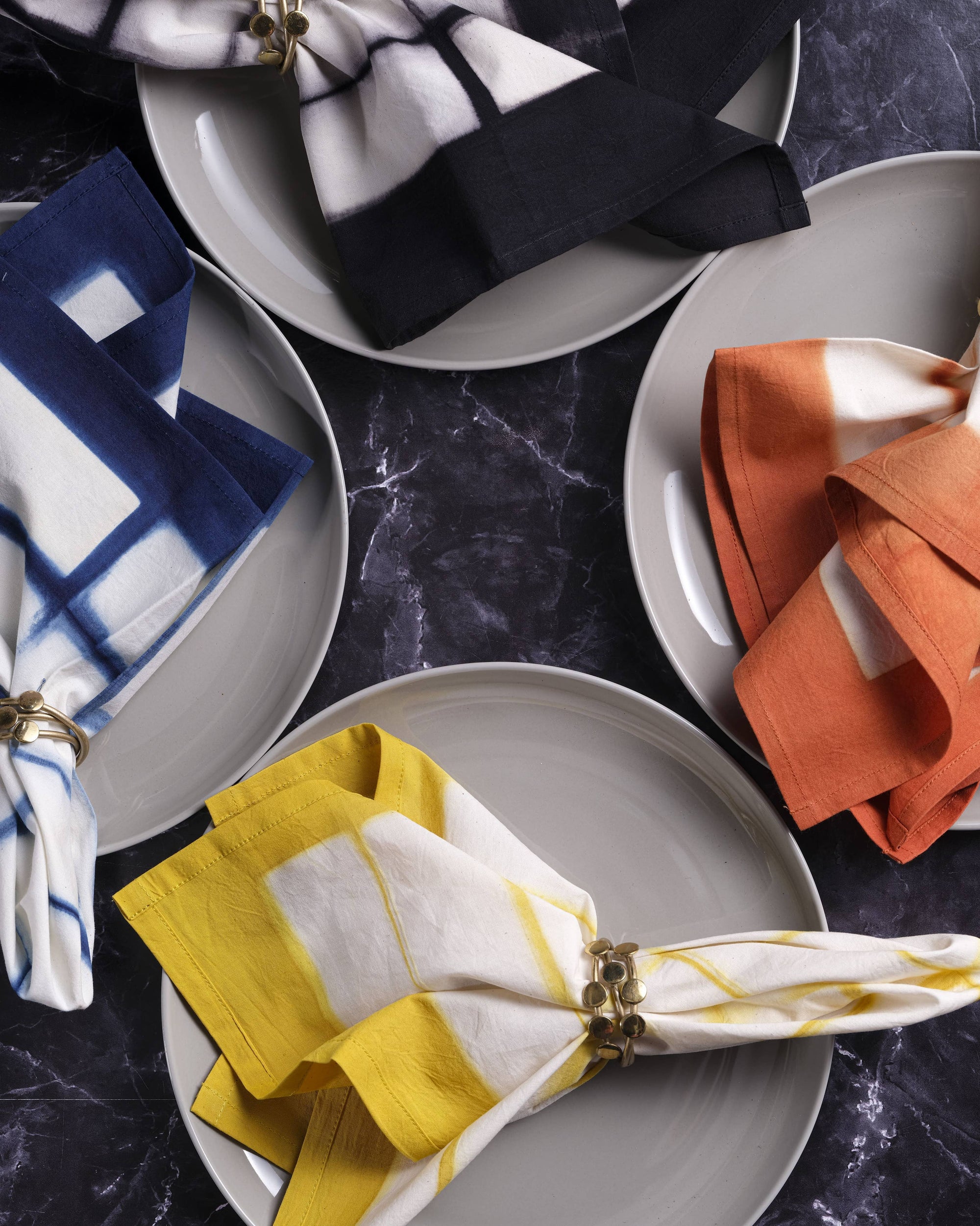 Indigo Cotton Dinner Cloth Napkins, Rectangle Design, SET OF 4