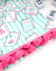 Mahjong Stripe Pom-Pom Cotton Kitchen Towel - Set of 2
