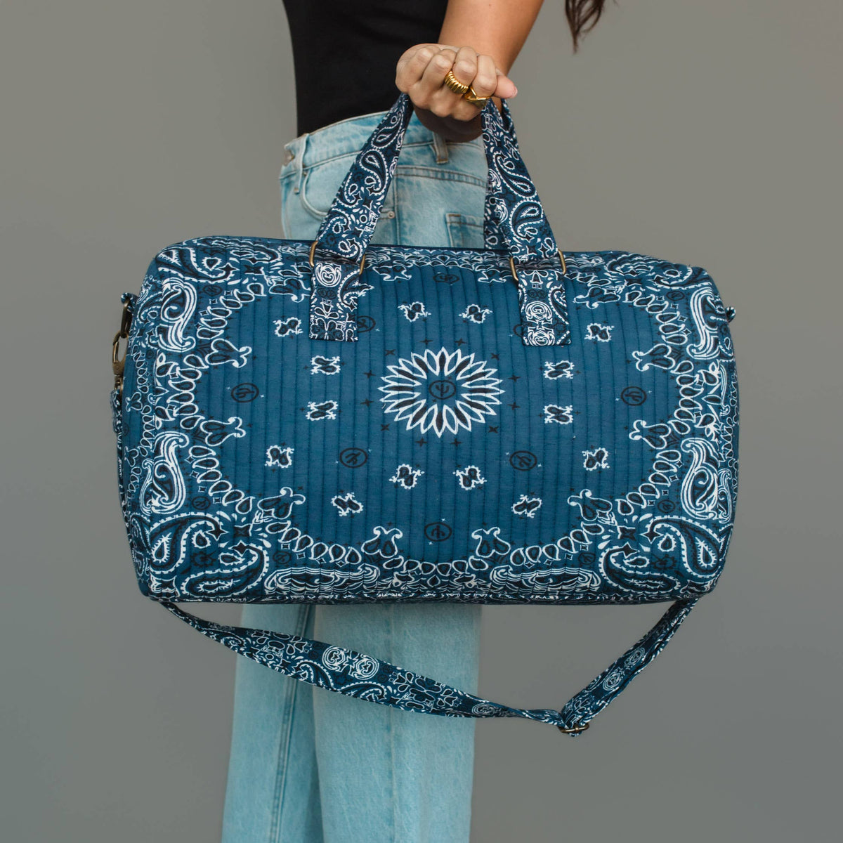 Dark Blue Bandana Paisley Duffel Bag