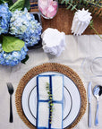 Indigo Cotton Dinner Cloth Napkins, Rectangle Design, SET OF 4