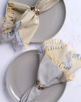 Reversible Cotton Dinner Napkins in Gold-Silver, Linens SET OF 4
