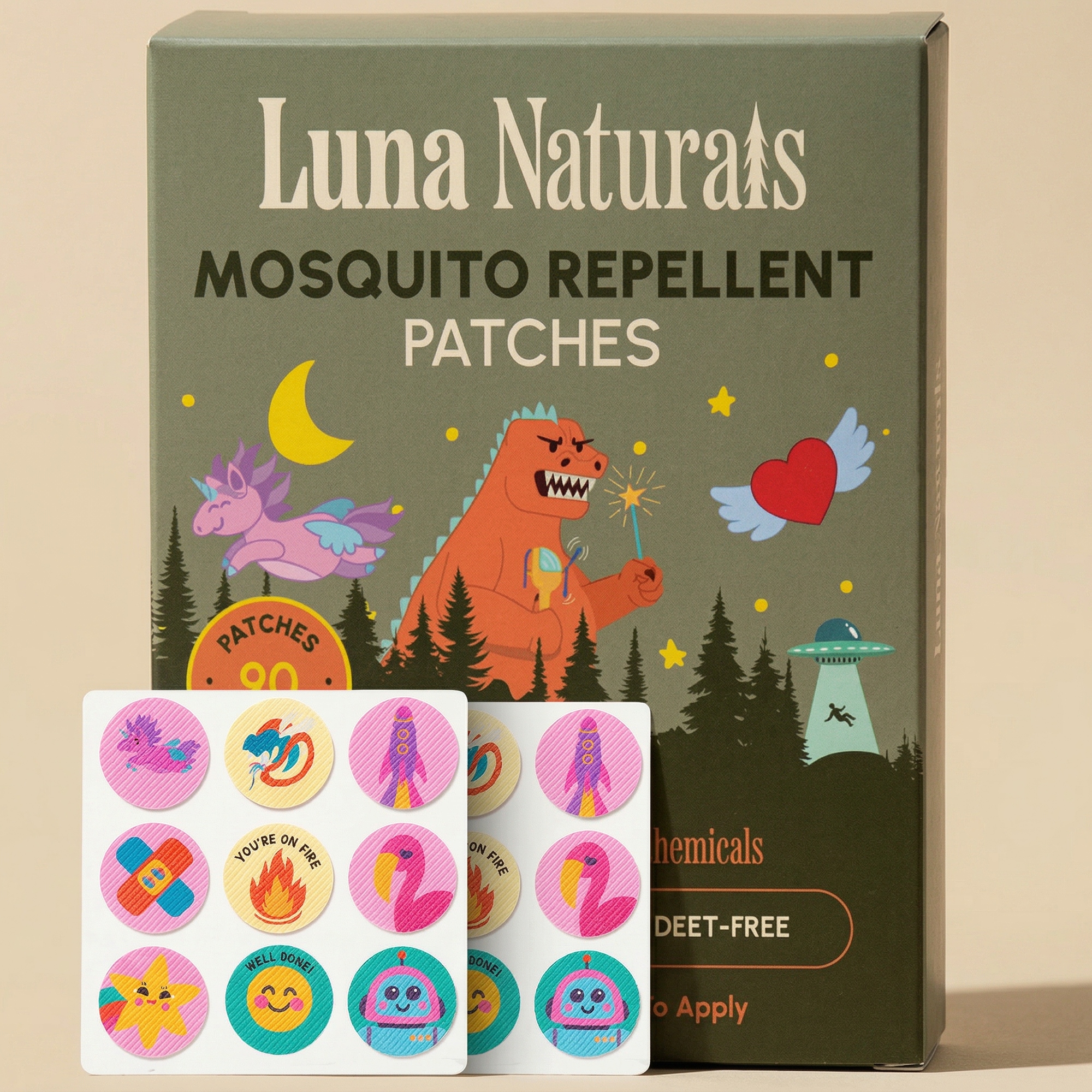 Kids Mosquito Repellent Patches | Fresh &amp; Herbal | 90 Pack