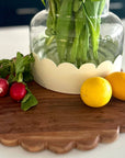 Scalloped Acacia Wood Cutting Board &amp; Charger – Decorative Serving Board