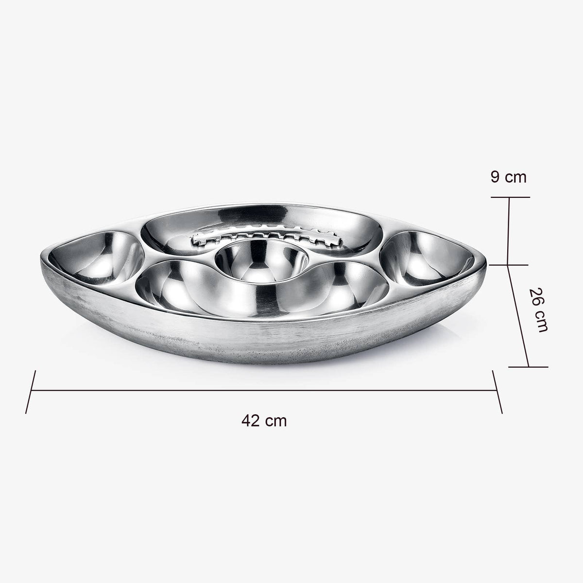 Football Chip and Dip Serving Snack Bowl, Silver Brass