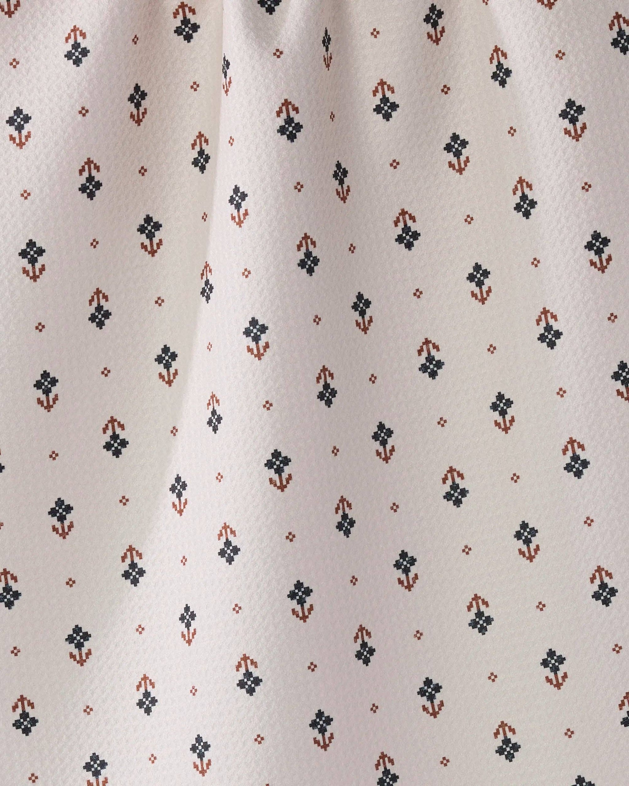 Folk Pixel White Tea Towel