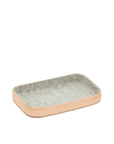 Small Kawabon Leather/Merino Wool Felt Tray Granite, Natural