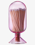 Pink Glass Match Cloche | 100 Match Sticks with Cork Stopper