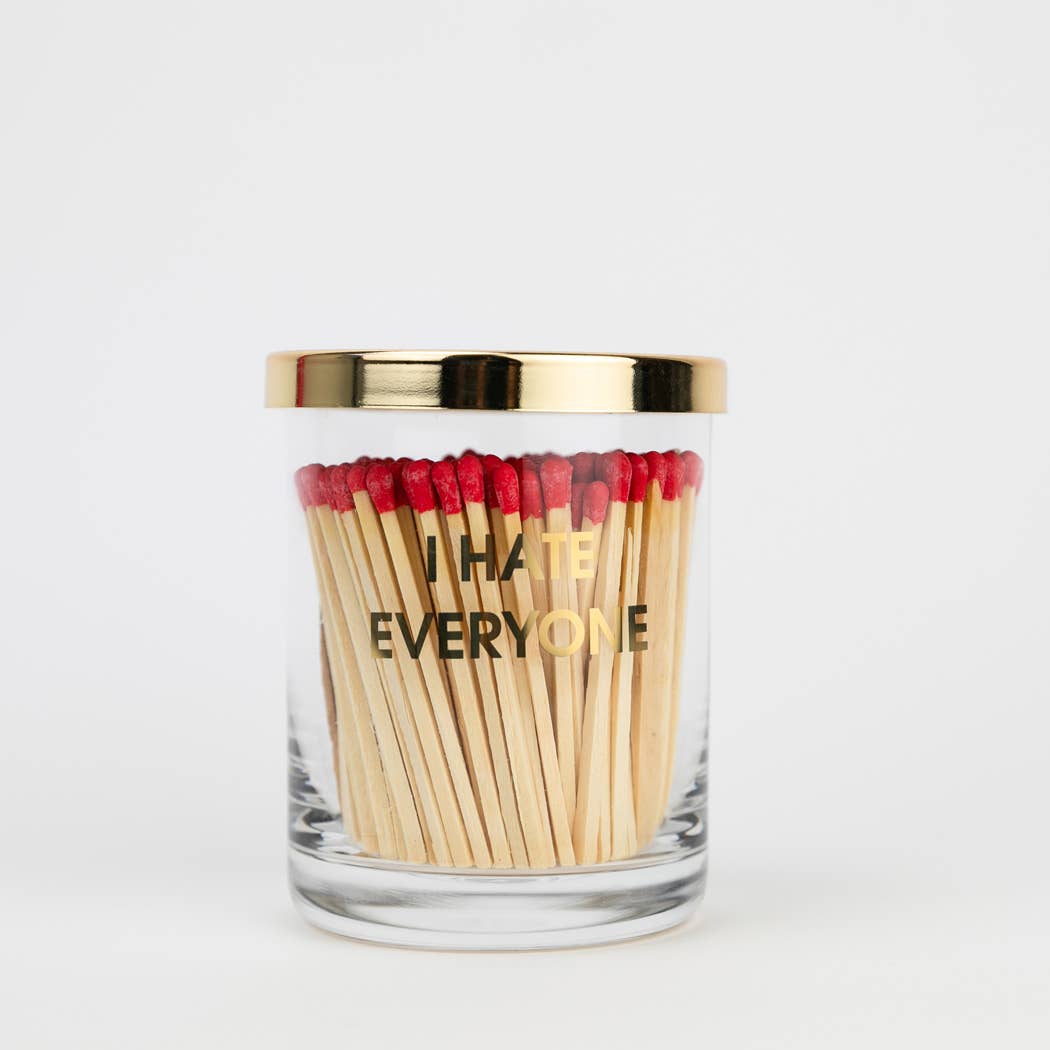 I Hate Everyone -  Match Set + Rocks Glass Duo -  200 Matches + Rocks Glass Set
