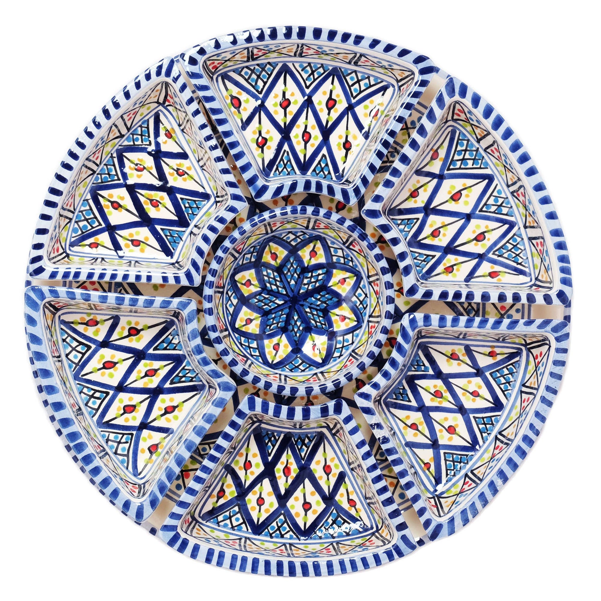Dark Blue Rosette Tapas Ceramic Server, Platter