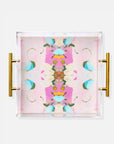 Monets Garden Pink (Laura Park) Acrylic Tray With Gold Handl
