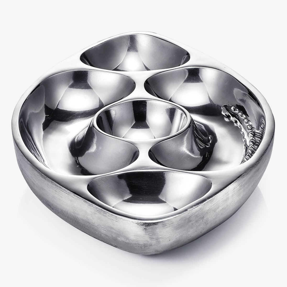 Football Chip and Dip Serving Snack Bowl, Silver Brass