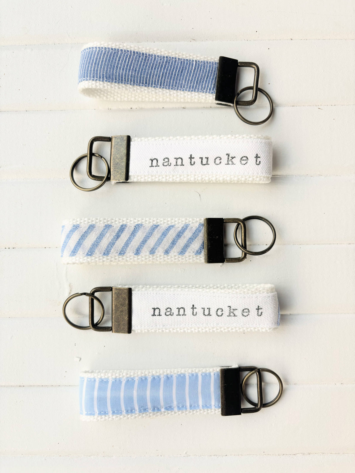 Palisades Coastal Stripe Key Fob – Handcrafted Canvas Keychain