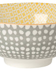 Dots Gray and Yellow Stamped Bowl 6 inch