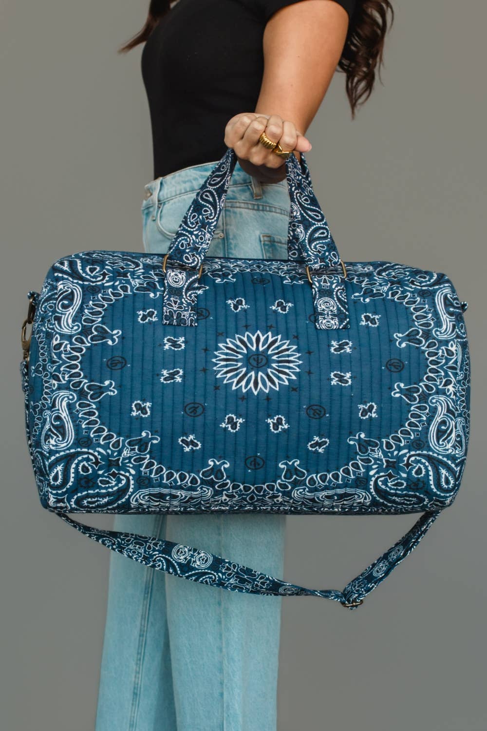Dark Blue Bandana Paisley Duffel Bag