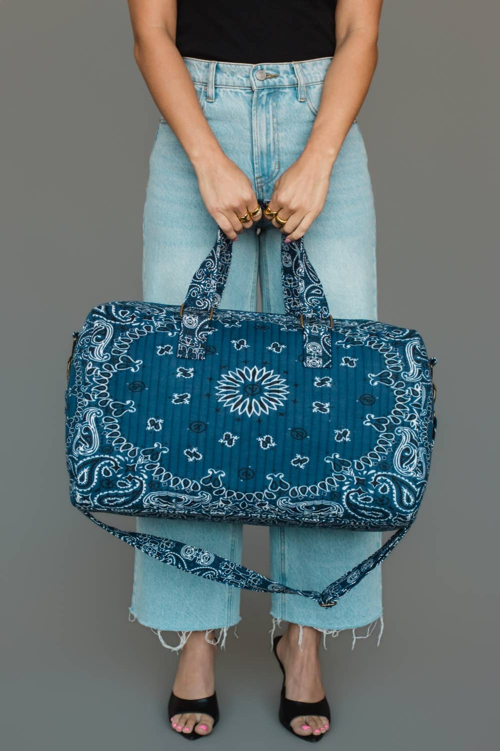 Dark Blue Bandana Paisley Duffel Bag
