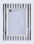Bone Inlay Picture Photo Frame Grey White Stripe 5x7