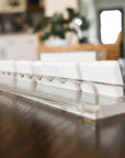 Scallop Mahjong Rack with Magnetic Pushers, Clear Acrylic