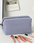 Personalized Embroidered Striped Seersucker Cosmetic Bag